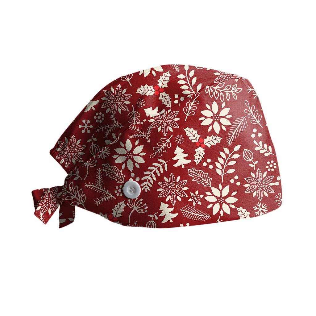 Scrub Cap With Buttons Bouffant Hat With Sweatband For Womens And Mens