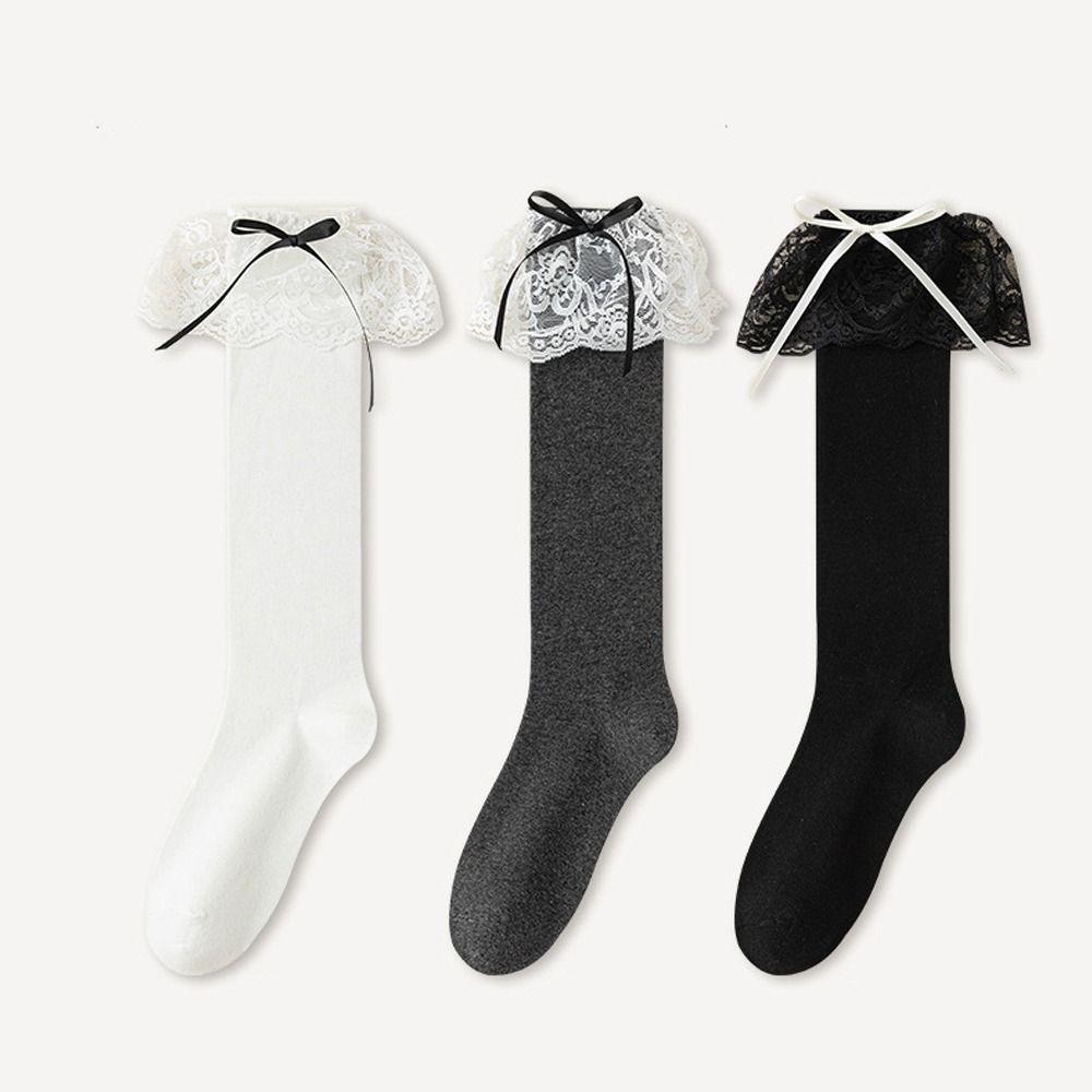 Lace Ruffle Stockings College Style Warm Socks Fashion Long Socks  Autumn Winter