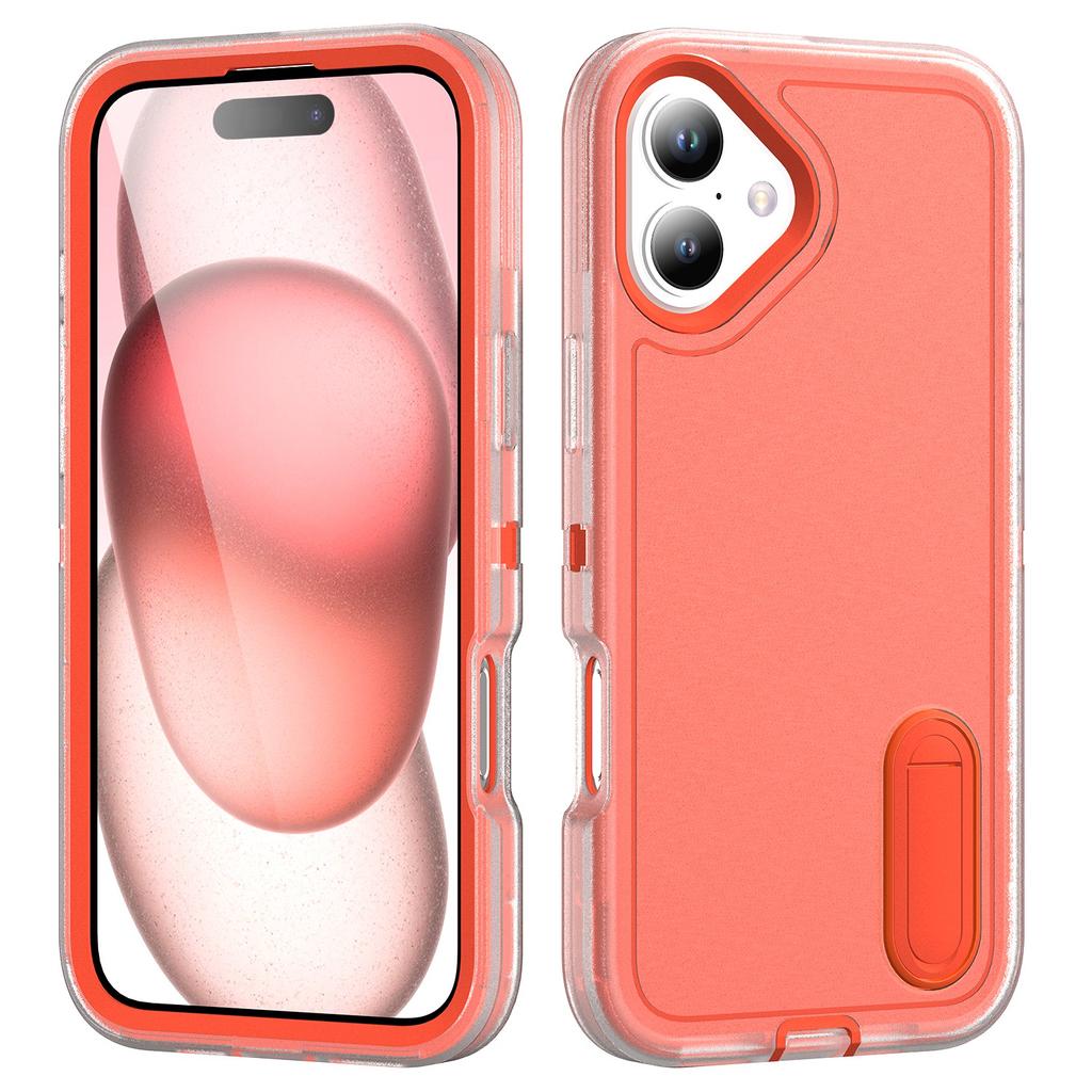 For iPhone 16 Plus Case Kickstand Phone Cover PC+Silicone+EVA 3-in-1 Design