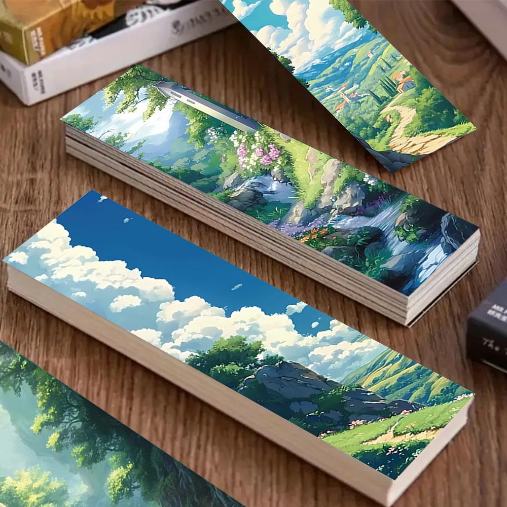 32 pcs, Anime Landscape Bookmarks, Blue Sky, Landscape, For Teachers, Readers and Lovers, Bookmarks, Gifts, Party, Birthday