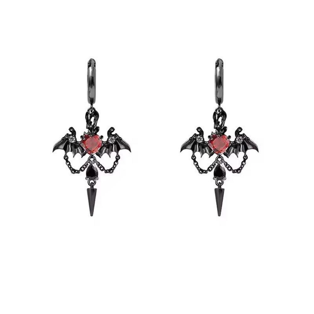 

New Wing Chain Love Zircon Rivet Tassel Earrings Couple s Unique Fashion Earrings Jewelry Gift чорний