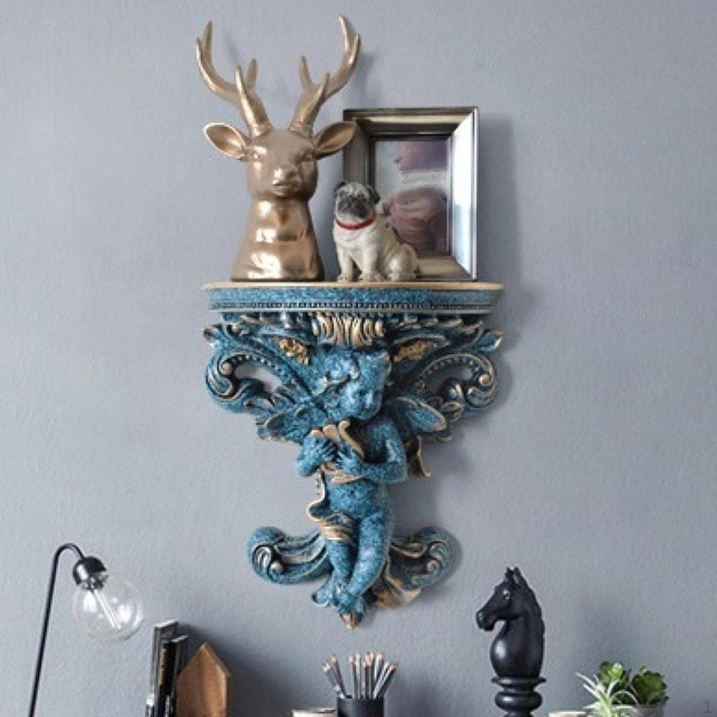 Angel Wall Sculpture Floating Shelf Organizer for Planters And