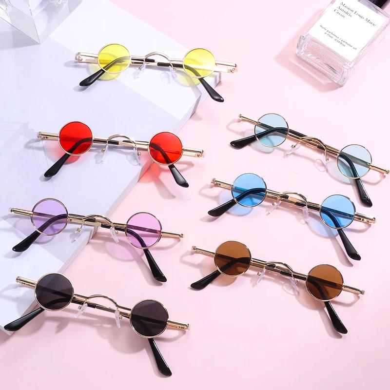 Small Round Glasses For Women Men Ultra Mini Metal Frame Anti-Reflective Hip Hop Punk Sun Glasses Men'S Glasses Fashion Sunglass