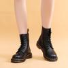 Lychee pattern tooling boots women's head layer soft cowhide couple short boots British leather locomotive boots round head trend