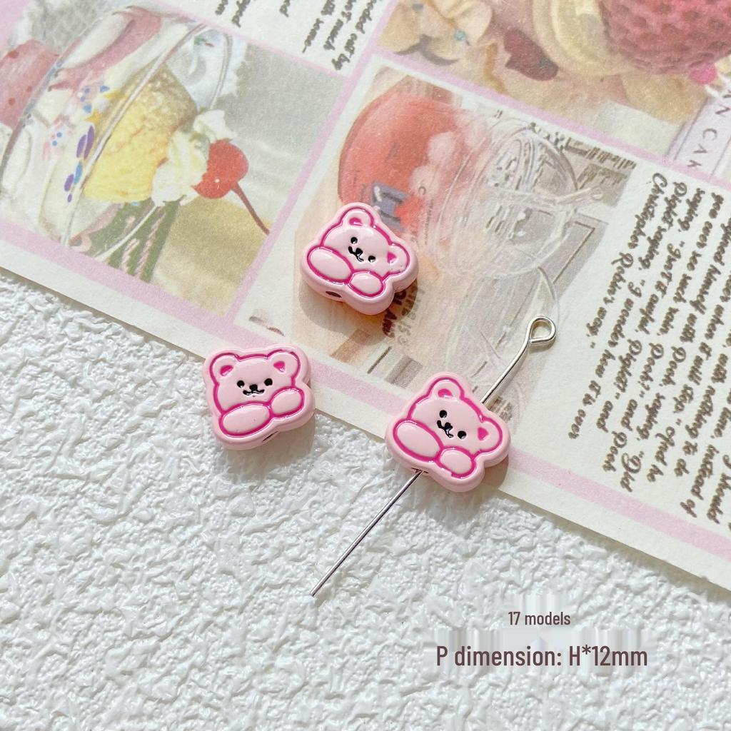 Pink White Bunny Bear Camera Cat Alloy Beaded Charm Bracelet/Necklace Accessories