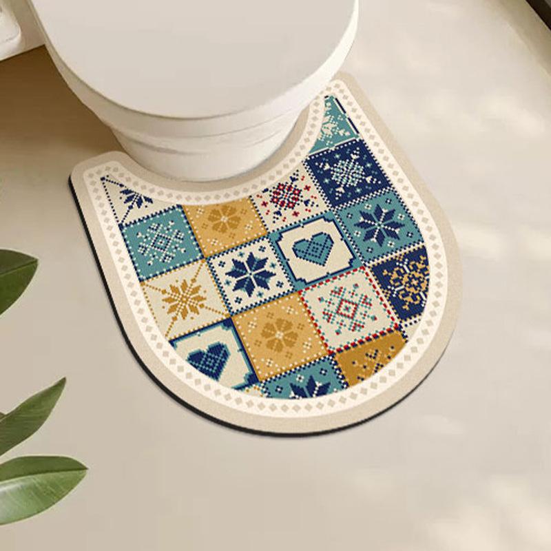 

U-образный коврик для унитаза, противоскользящий коврик для раковины, диатомитовый коврик, впитывающий грязь, французский старинный коврик для ног, ковер для ванной комнаты 50*55CM