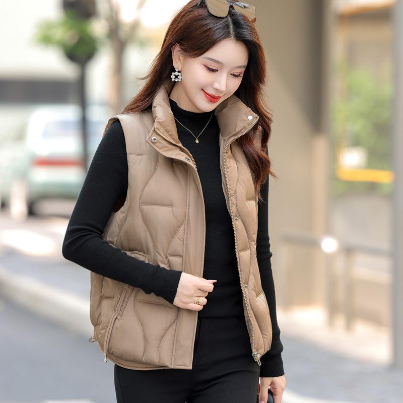 Winter New Stand-up Collar Cotton Vest Simple Short Thin Versatile Women's Vest Jacket