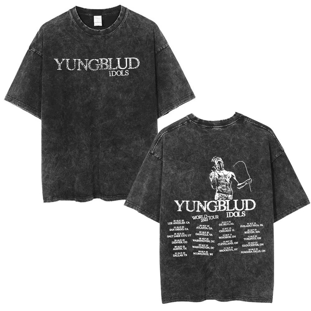 Washed Vintage Singer Yungblud IDOLS Album Merch Tshirt Men Women Clothing Fashion Short Sleeve Cotton Casual Oversized T Shirt
