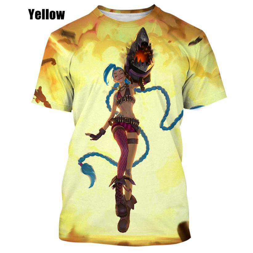 Móda Muži a ženy Neformální tričko Game LOL Jinx 3D potištěné tričko Neformální tričko s kulatým výstřihem Tričko s krátkým rukávem
