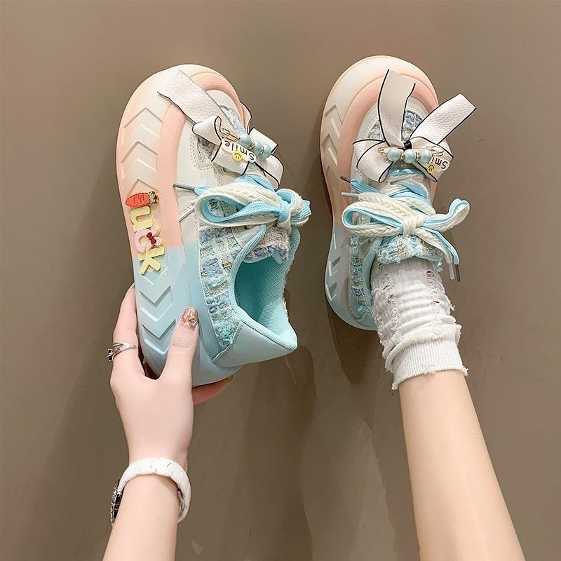 Fashion 5CM New Designer Cute Butterfly Knot Women Sneakers Big Toe Platform Fashion Shoes Slip On Skateboard Walking Tennis for Girls