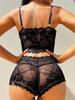 Sexy Floral Lace Lingerie Set Hollow Out Bow Knot Bra And Open Crotch Panties Sets Erotic Costumes Women's Underwear For Sex