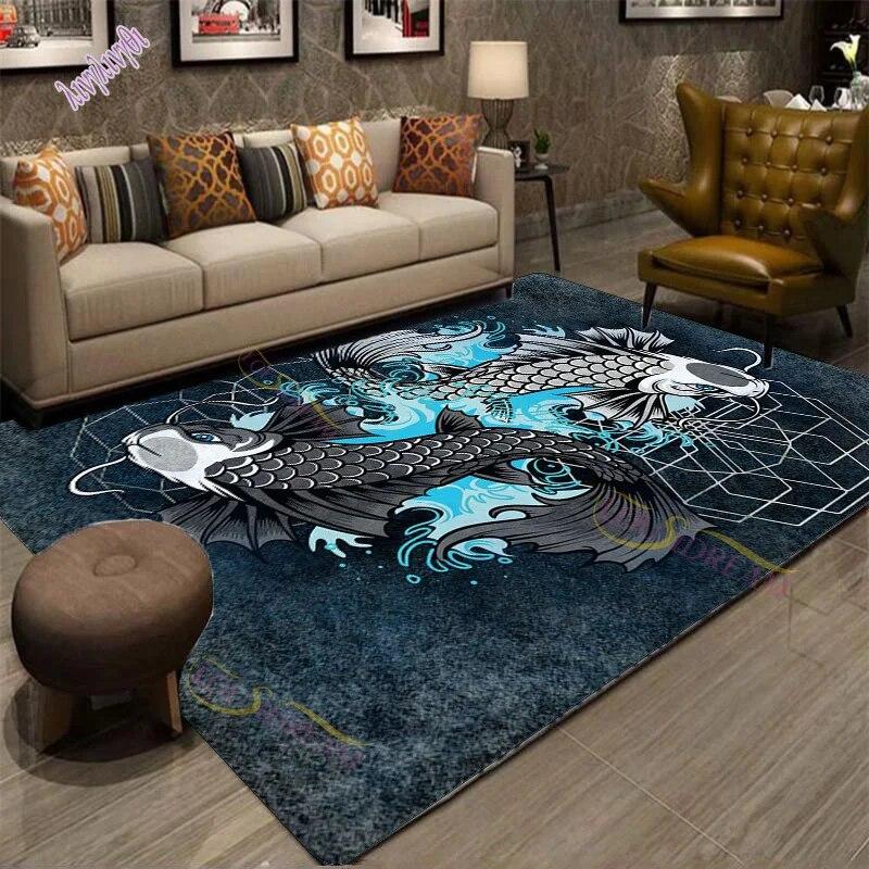 Modern Chinese Dragon Tiger Tai Bagua Yin Yang Area Rugs Living Room Carpet for Children Play Home Deco Floor Mat and Carpets