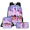 Large Capacity Schoolbag with Shoulder Strap; Student Three-piece Pencil Case Set