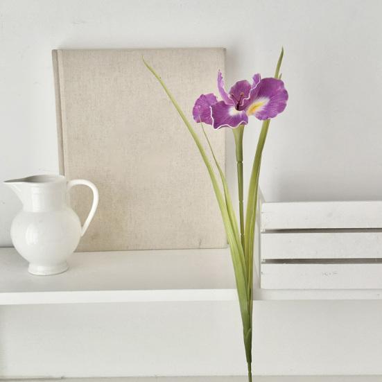 26" Artificial Iris Flower Flower Bouquet with Real Touch Fake Long Stem