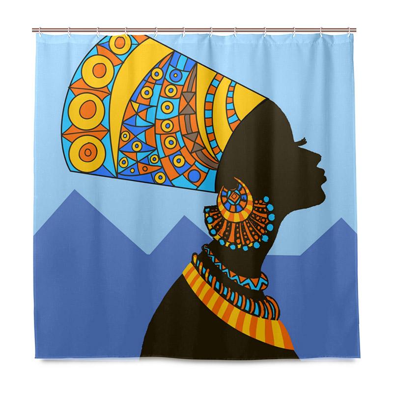 

Drop Shipping Waterproof Shower Curtain African Women Bathroom Decor Curtain 100% Polyester Fabric Bath Curtain With 12 Hooks W60H190(CM)-1 Pcs