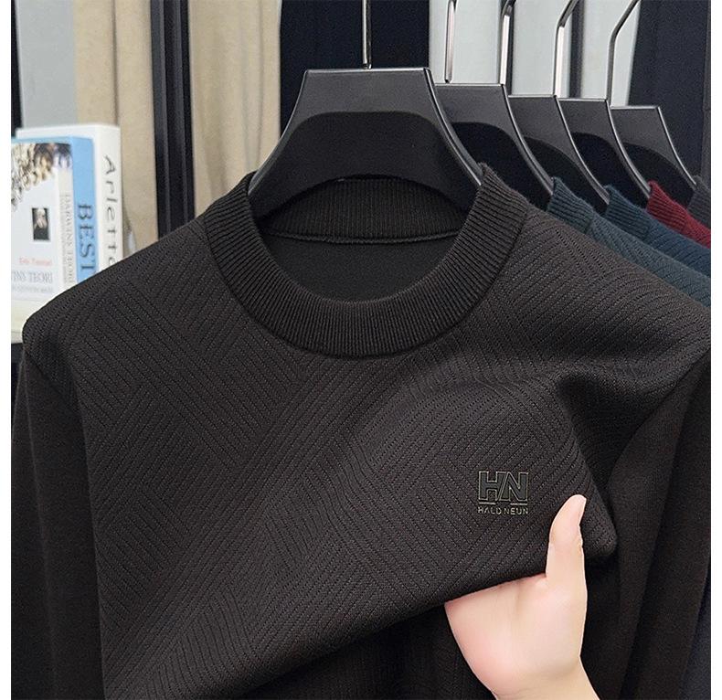 2025 Autumn Men's Plus Velvet Thick Knit Sweater - Warm Casual Top