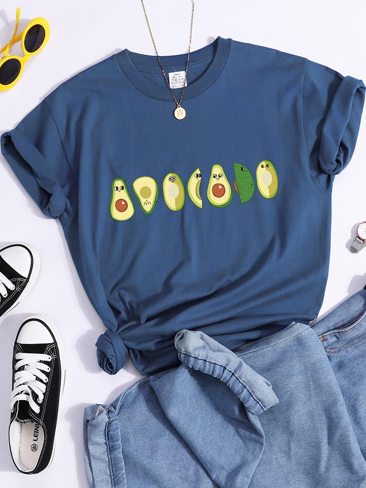 Peeled Avocado Cartoons Printed Womens Tshirts Street Breathable Crop Top Personality Cool Tee Shirt Casual Summer T-Shirt Women