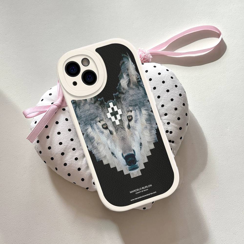 Capa de Celular M-MARCELO B-BURLON Para IPhone 16 15 14 13 12 11 Pro Max Plus Couro Capa Macia