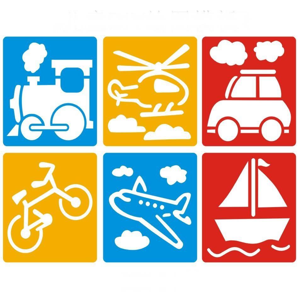 

6pcs Plastic Picture Drawing Template Stencils Painting Kids Diy Art Paper Coloring Cards Scraping Drawing Toys GYH one size