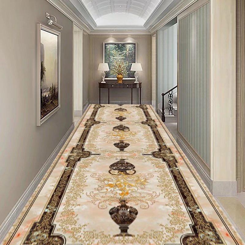 Retro European Long Corridor Carpet Runner Washable Strip Rug for Home Hotel Hallway Decor Villa Stairway Floor Mats