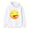 Kids Boys Girls Hooded Sweatshirt, Funny 3D Sly Tongue Out Emoji Print Casual Pullover Hoodie Soft Long Sleeve Loose Top for Daily School Holiday Wear