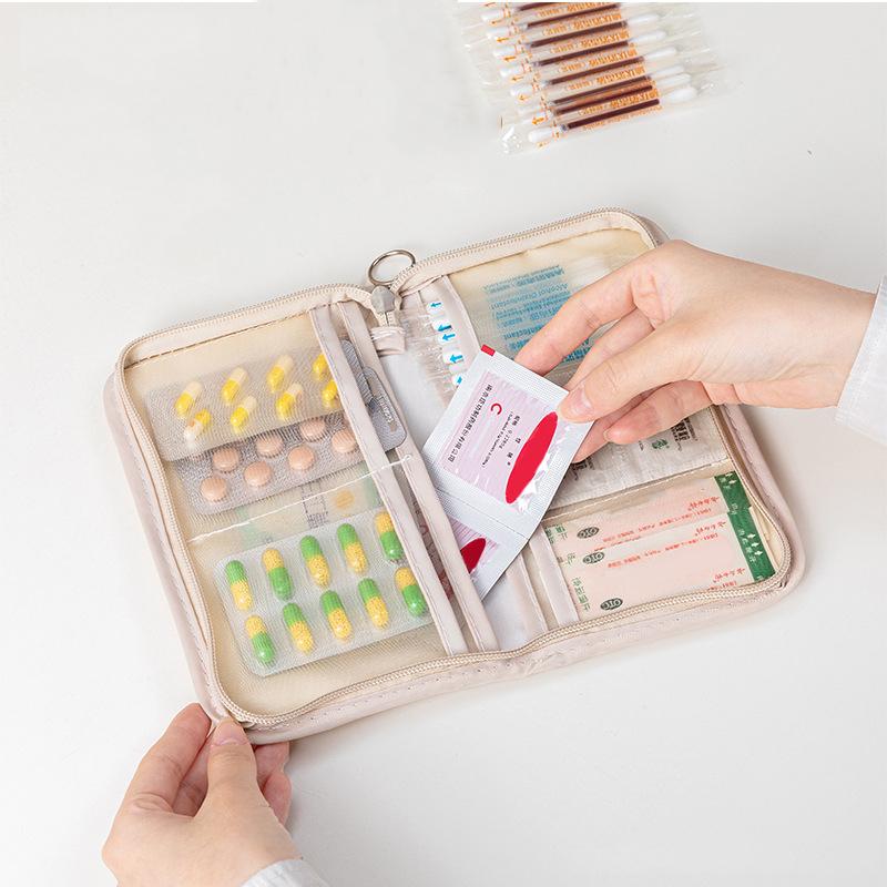 Portable Foldable Medical Pouch Pill Organizer With Zipper Sort First Aid Kit Outdoor Travel Storage Bag Small Items Holder Gift