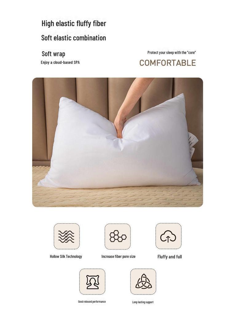 Pure Color Pillow - White Medium-Low Support Pillow for Dorms & Couples