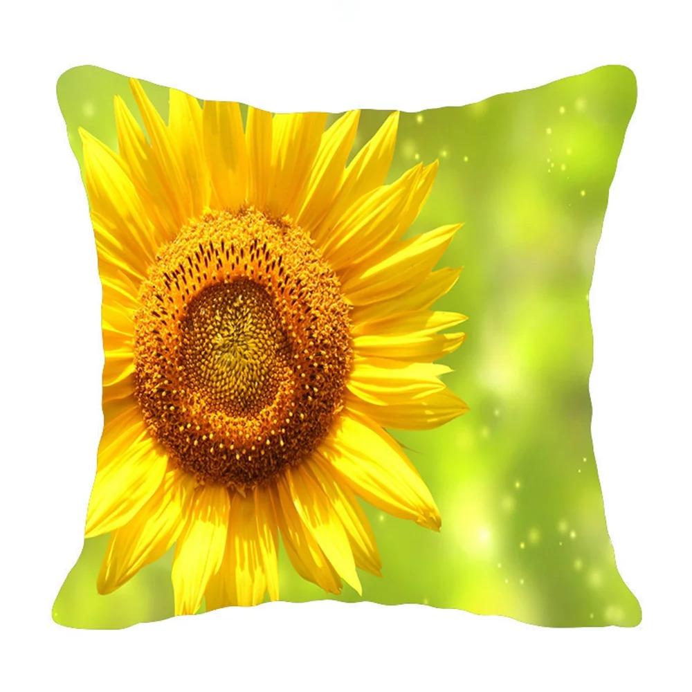 Sunflower Print Pillowcase Office Living Room Home Pillowcase Car Ornaments