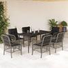 VidaXL Garden Dining Set with Cushions 7 Pcs, Patio Table and Chairs, Outdoor Furniture Terrace, Modern, 3212128