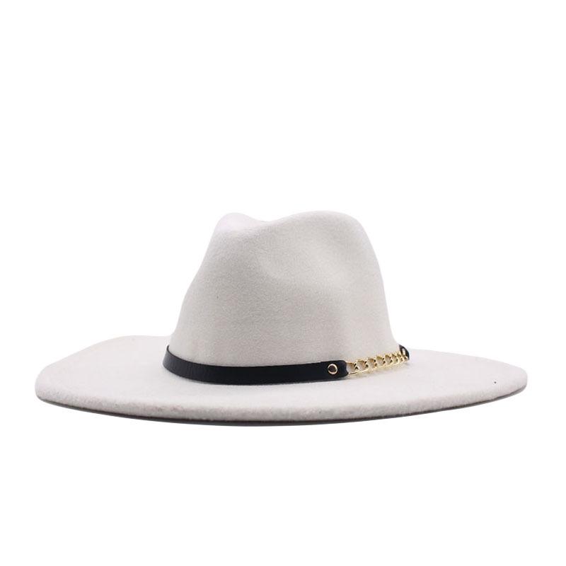 Autumn and winter top hat British classic jazz hat woolen hat big brim cm flat edge top hat