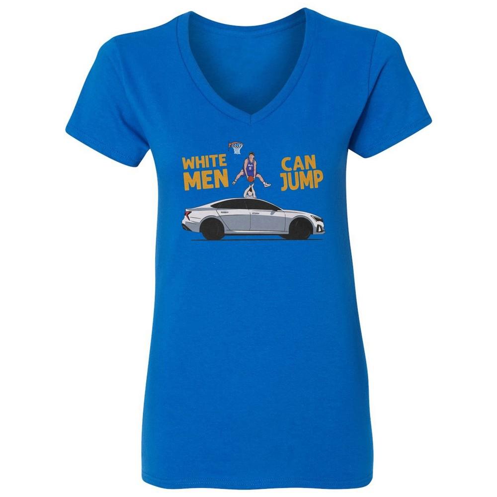White Man Can Jump Basketball Dunk - McClung Fans Ladies V-Neck Tshirt Unisex T-Shirt L