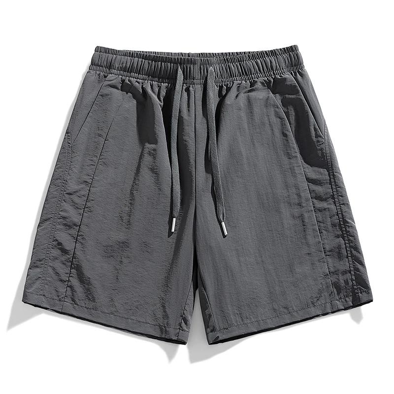 

Summer Men s Fitness Sports Shorts Men Casual Solid Color Beach Shorts Men Quick Dry Breathable Running Shorts Male Swim Trunks S темно серый
