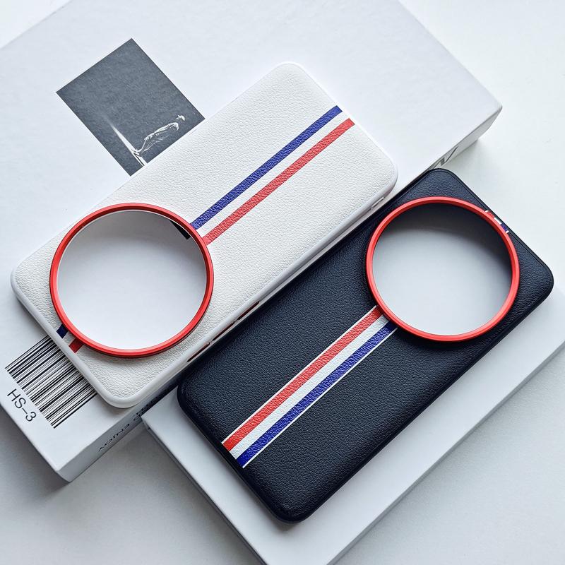 For Xiaomi 15 14 13 Ultra Case  Tricolor stripe PU Leather +TPU Edge Lens Camera Protection Cover for Xiaomi Mi 15 Ultra