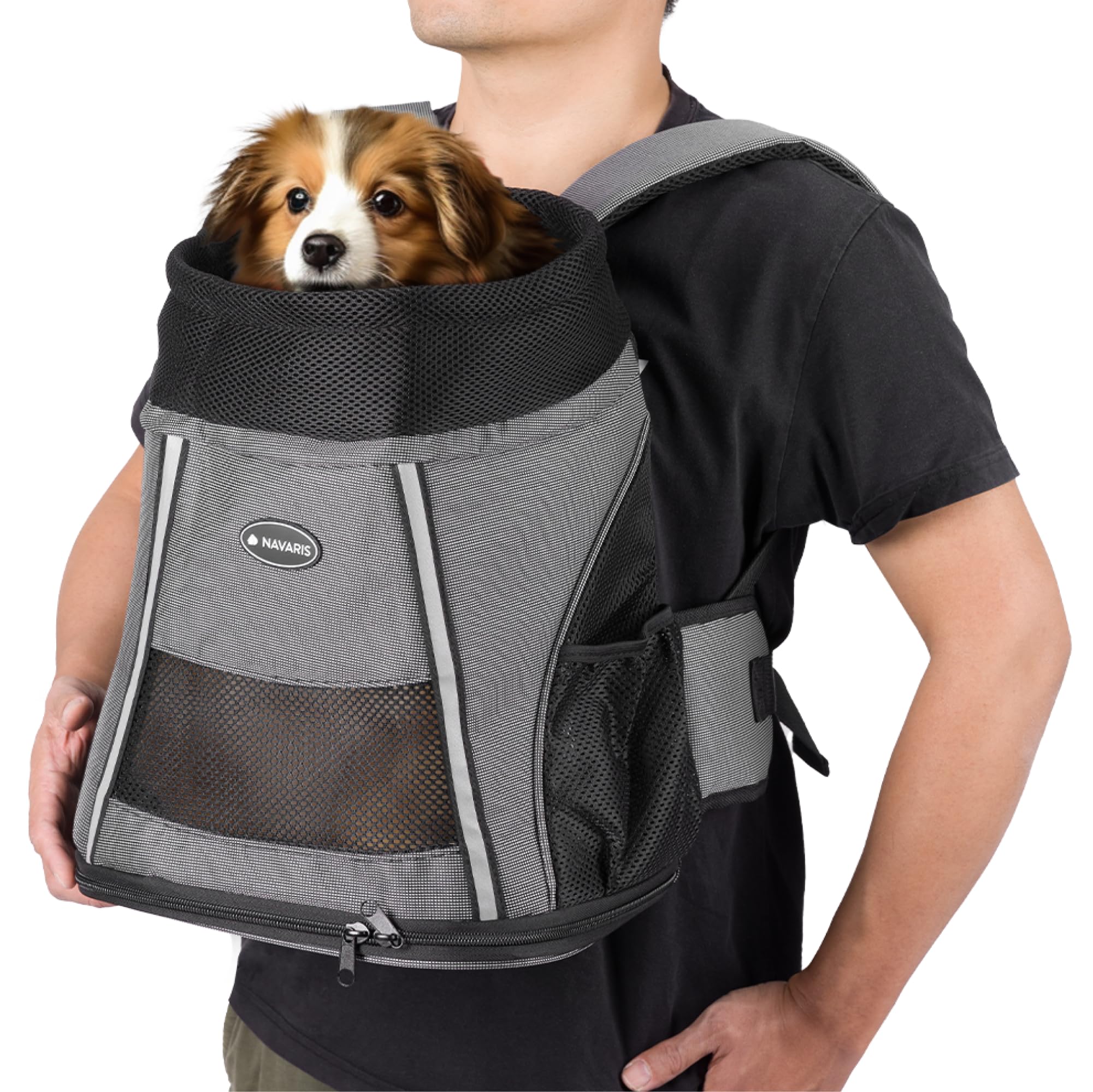 

Navaris Pet Carrier for Dogs and Cats Walking Pet Carrier Outings Storage 7kg Weight Capacity - Backpack, Bag, Case, Travel, - Breathable, Pocket,