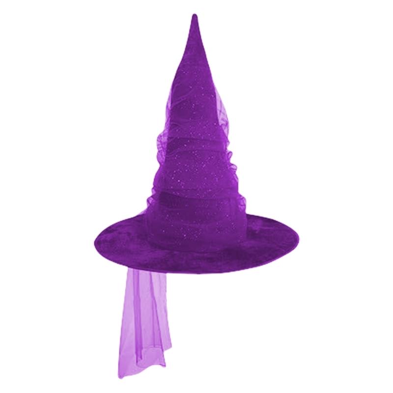 Elegant Witch Hat With Ruched Mesh Design For Halloween And Costume Parties Perfect For Women Cosplay Dressingup