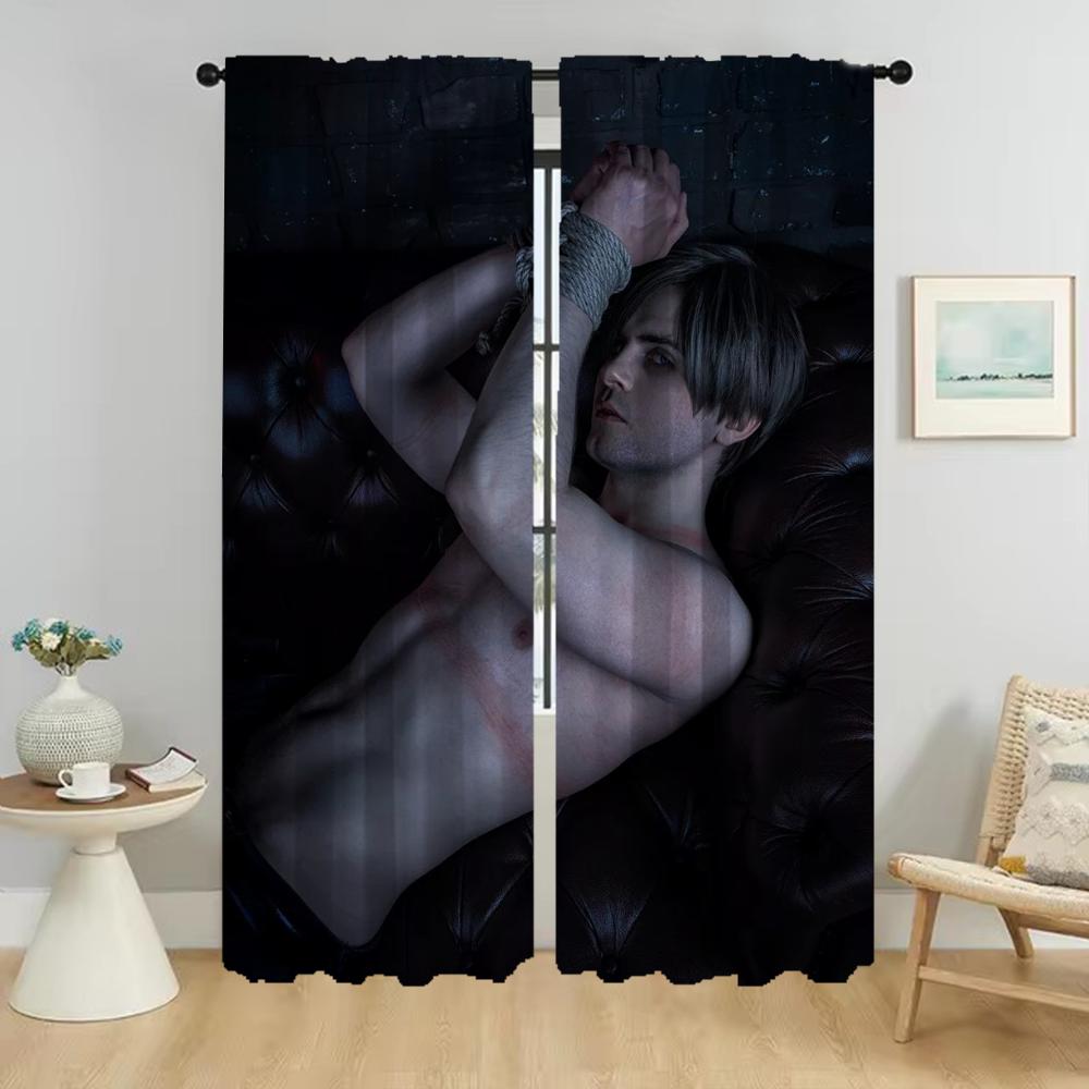 Partition Leon-Kennedy Verdunkelungsvorhänge für Wohnzimmer Vorhang Halloween Dekoration Tüll für Schlafzimmer Schattierungen Vorhänge 2 Stück