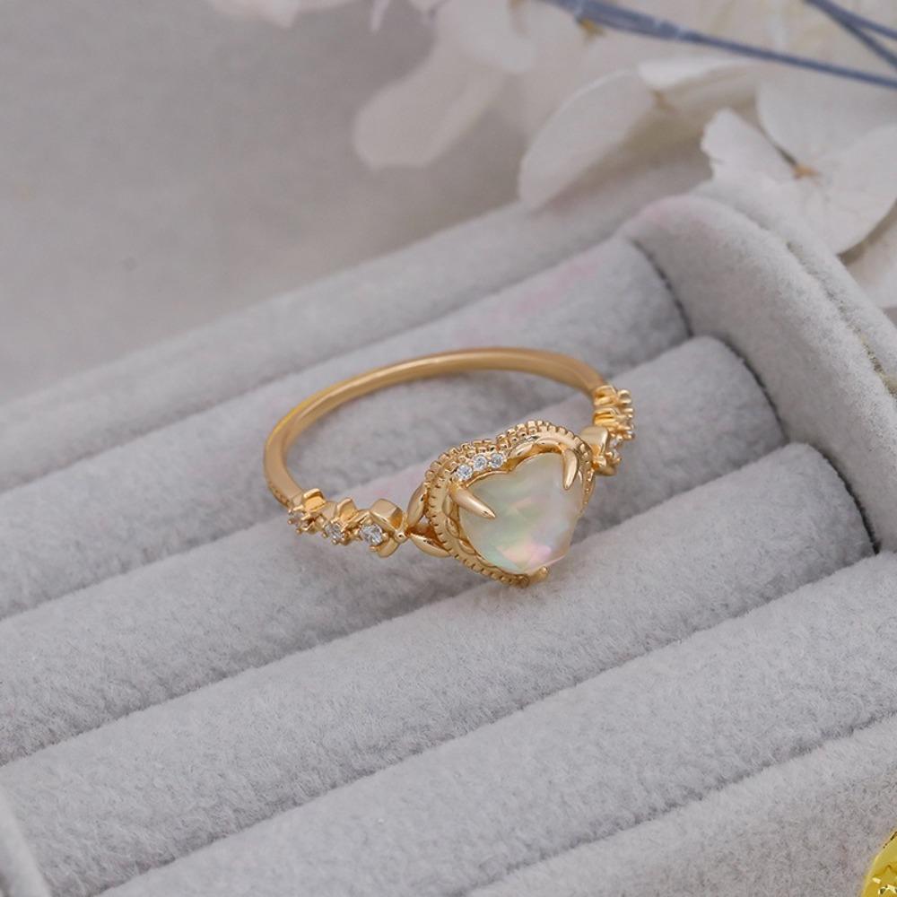 Heart Shape Rinestone Rings Copper Vintage Rings Fashion Shining Open Ring  Ladies