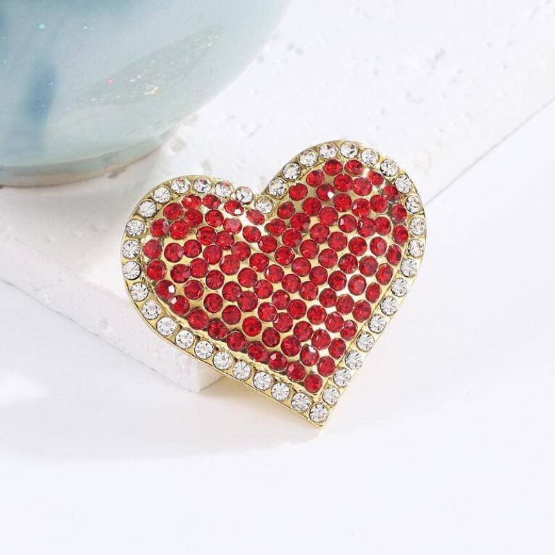 Trendy Heart Shaped Brooch for Women Fashion Rhinestone Heart Brooches Pins Jewelry Accessories Party Gifts