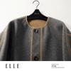 ELLE Women's Cashmere Blend Double-Sided Short Coat