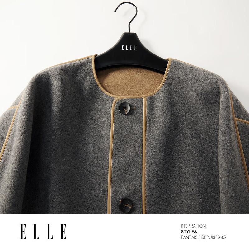 ELLE Women's Cashmere Blend Double-Sided Short Coat