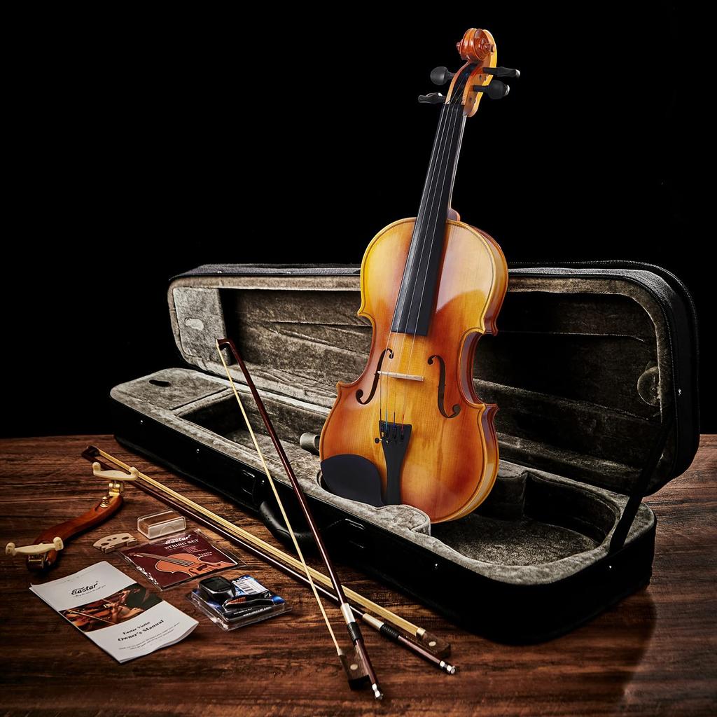Eastar Violin Solid Wood Violin Set with 2 Bows for Beginners and Advanced Violin Players 4/4 EVA-330