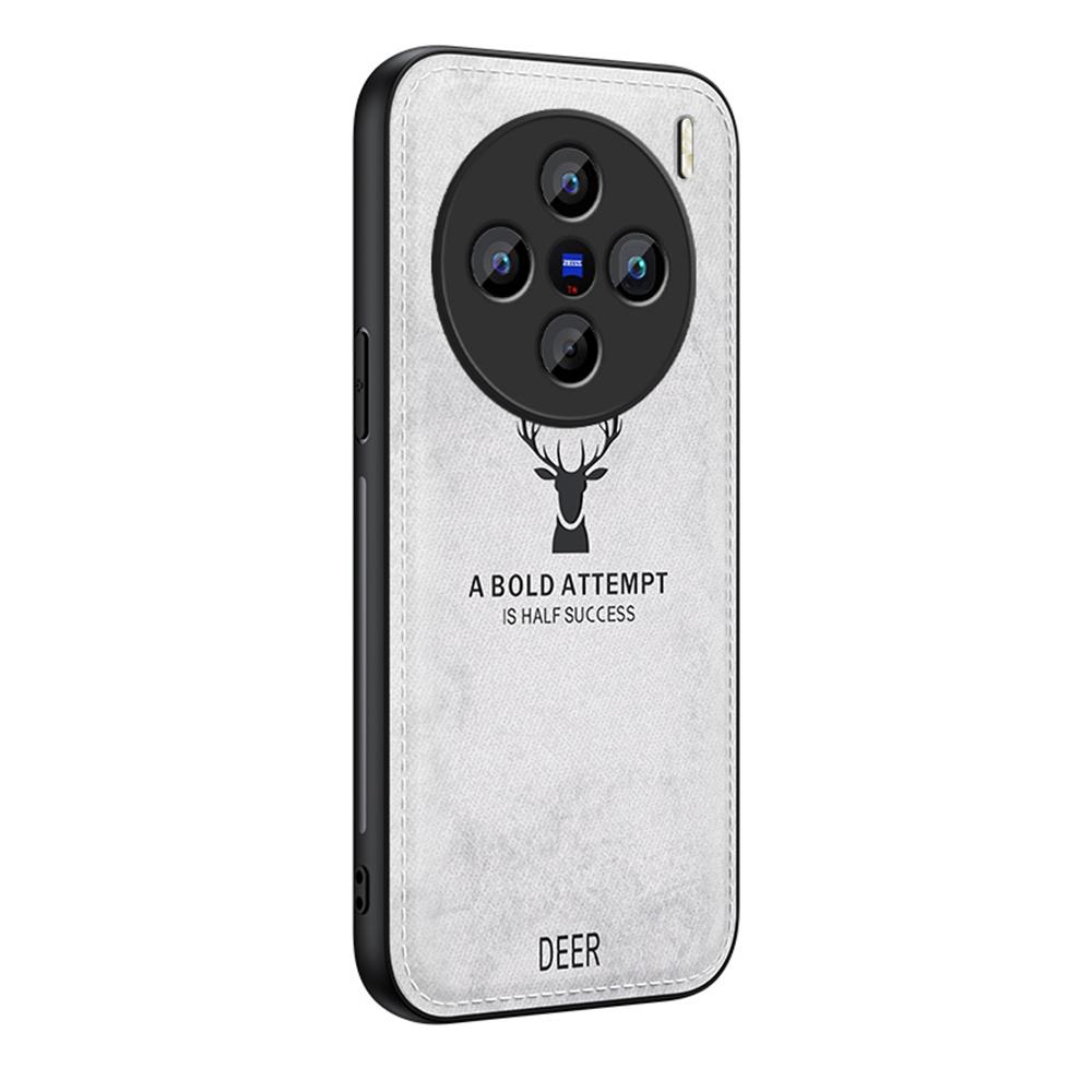 

For vivo X200s 5G Case Deer Pattern Cloth Texture PU+PC+TPU Phone Cover Grey