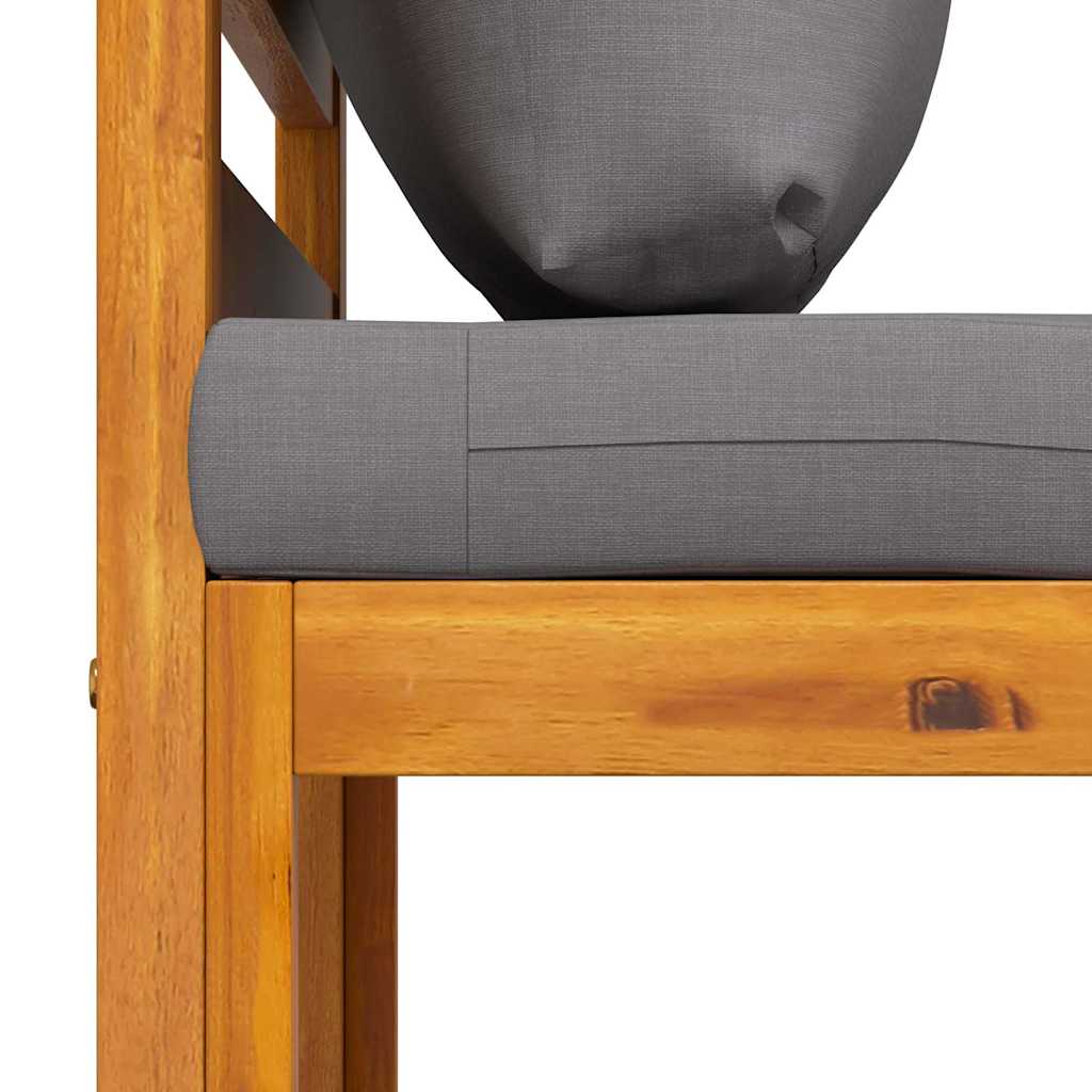 Modular Center Sofa with Dark Gray Cushions Solid Acacia Wood