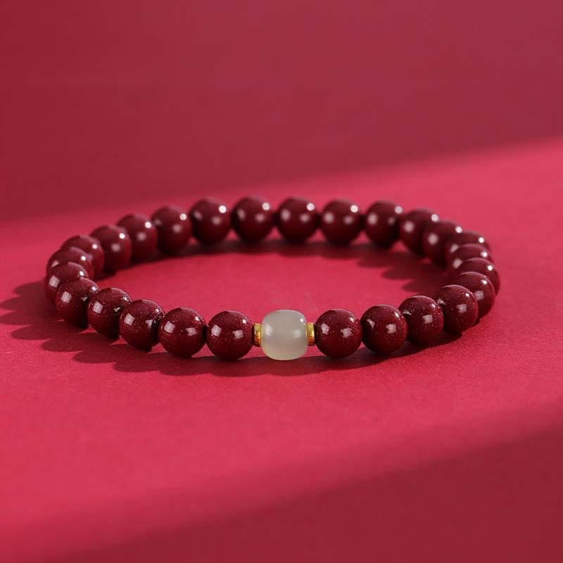 Cinnabar Ruyi Gourd Bracelet - Single Circle Zisha Fulu Peace Bracelet for Women, Benming Year