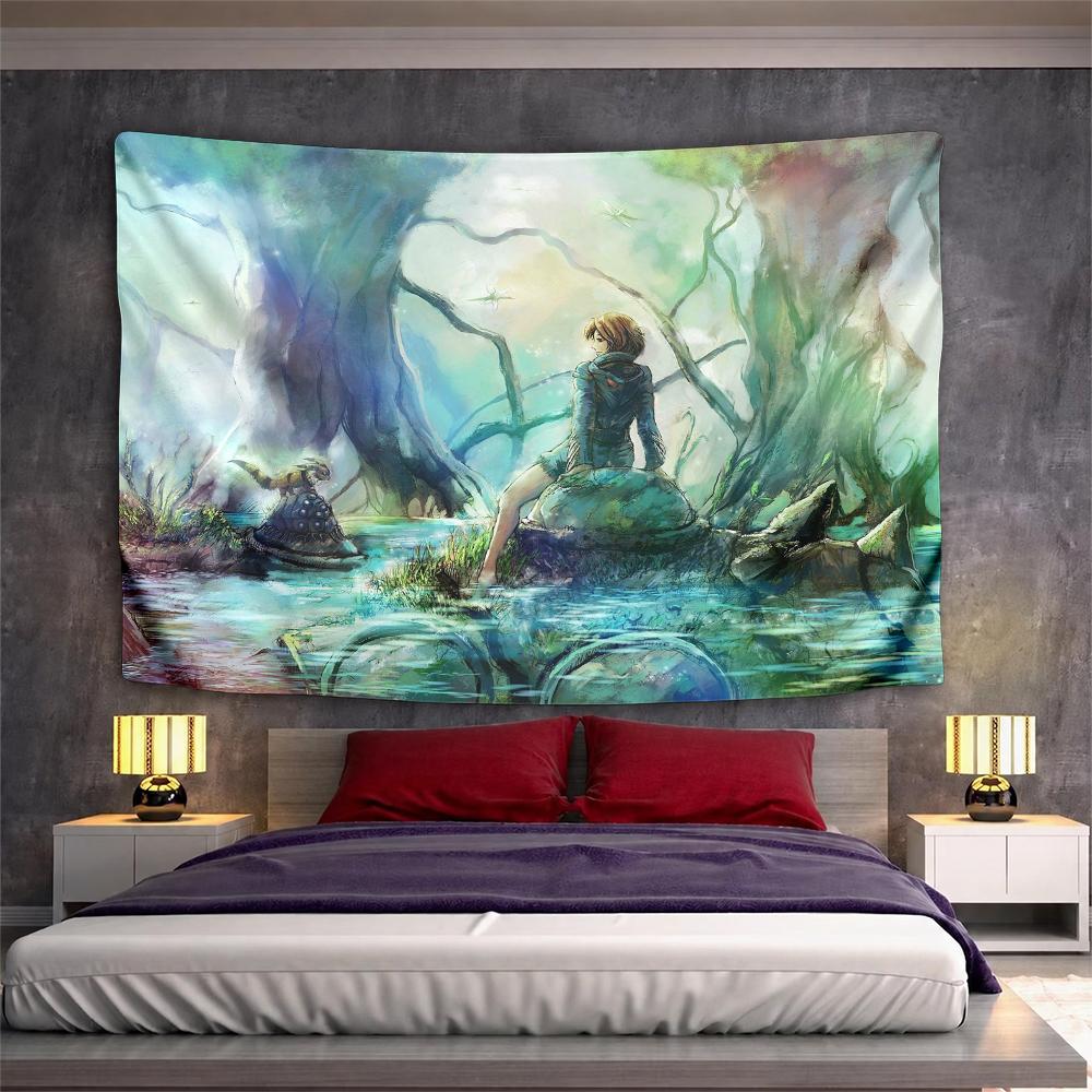 Lovely Girl Mushroom Fantasy Forest Stream Decorative Tapestry, Forest Green Elegant Touch, Elegant Piece for Master Bedroom and Lounge