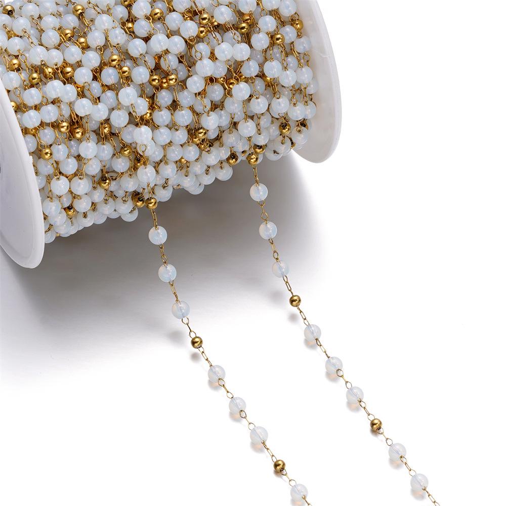 Chaîne à billes colorées œil de chat en acier inoxydable d'1 mètre pour bijoux DIY