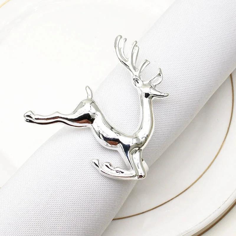 6PCS Christmas Reindeer Napkin Rings Metal Napkin Holder, Home decoration,Table Decoration and accessories,New Year's Decor