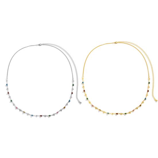 Adjustable Extension Chain Body Chain Multicolor Heart Women Waist Chain for Daily Wear