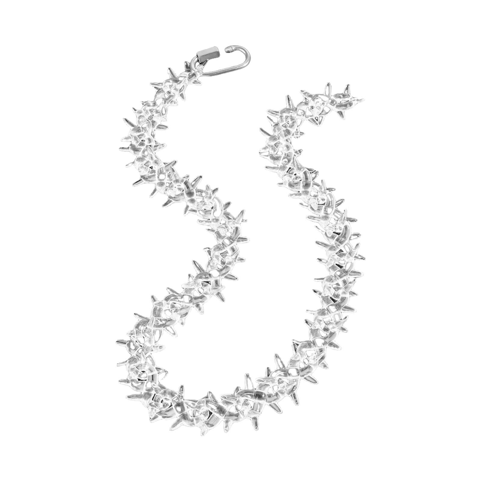 

Punk Style Clear Acrylic Spike Necklace Adjustable Length Necklace Acrylic Neck Jewelry Suitable for Men and Women