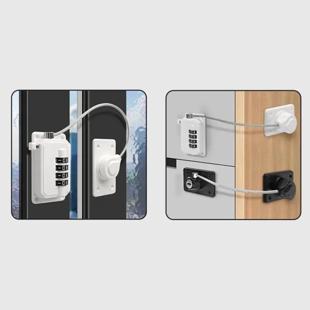 Passwortsperre mit Edelstahlseil für Kühlschrankschubladensicherheit und Aktenschrank-Schlossfenster mit festem Begrenzer